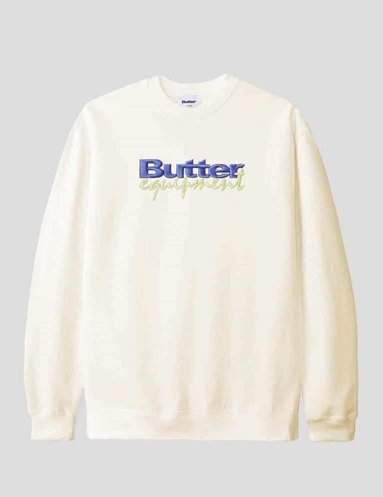 Sudadeira BUTTER GOODS equipment embroidered crew natural